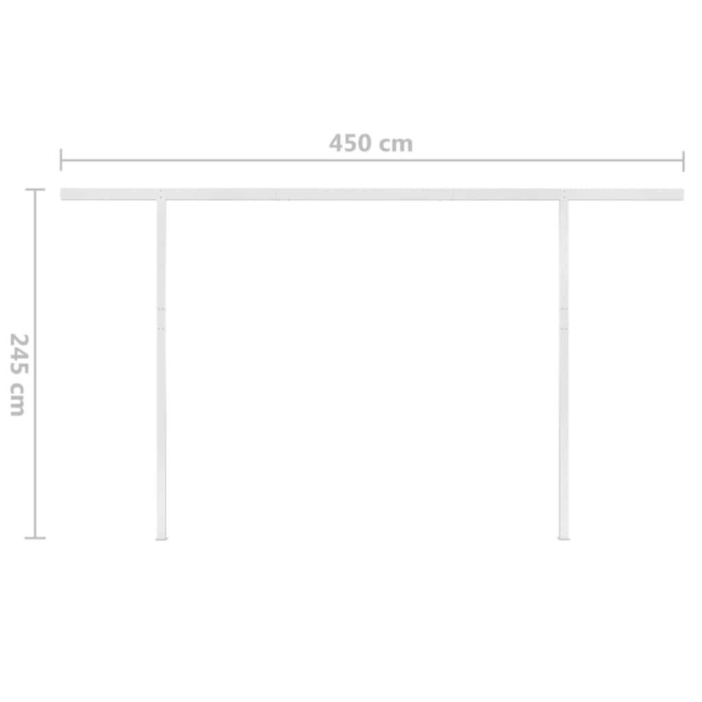 vidaXL Auvent manuel rétractable avec poteaux 4,5x3,5 m Jaune et blanc