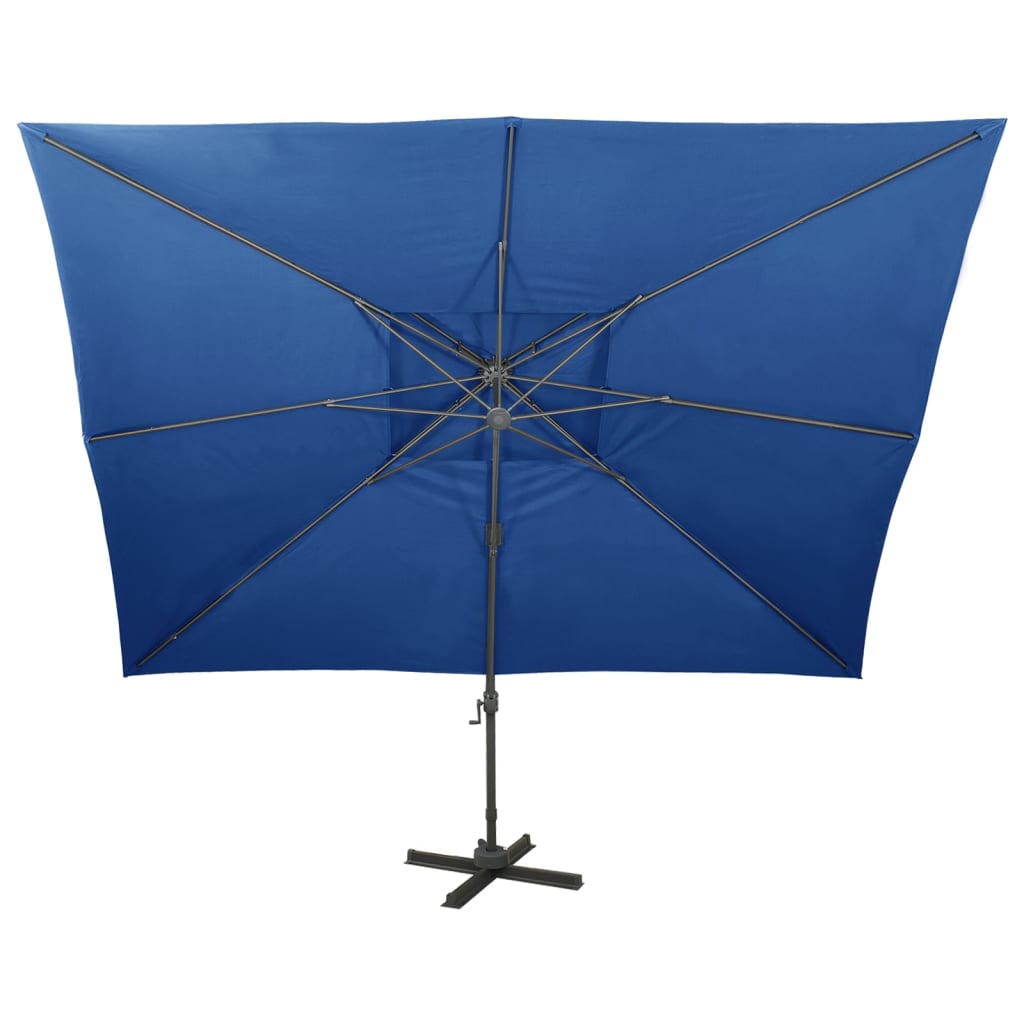 vidaXL Parasol déporté à double toit Bleu azuré 400x300 cm