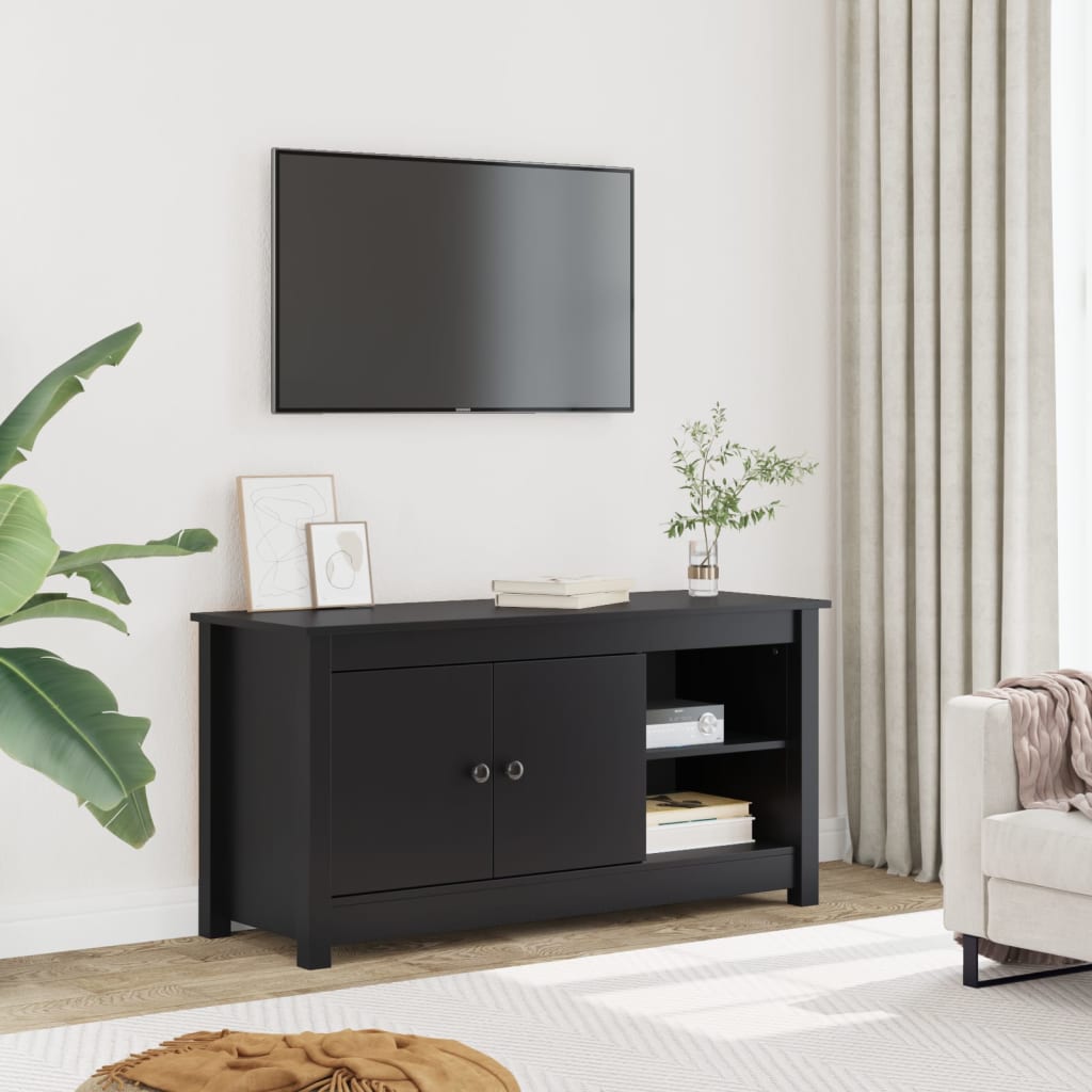 vidaXL Meuble TV Noir 103x36,5x52 cm Bois de pin massif