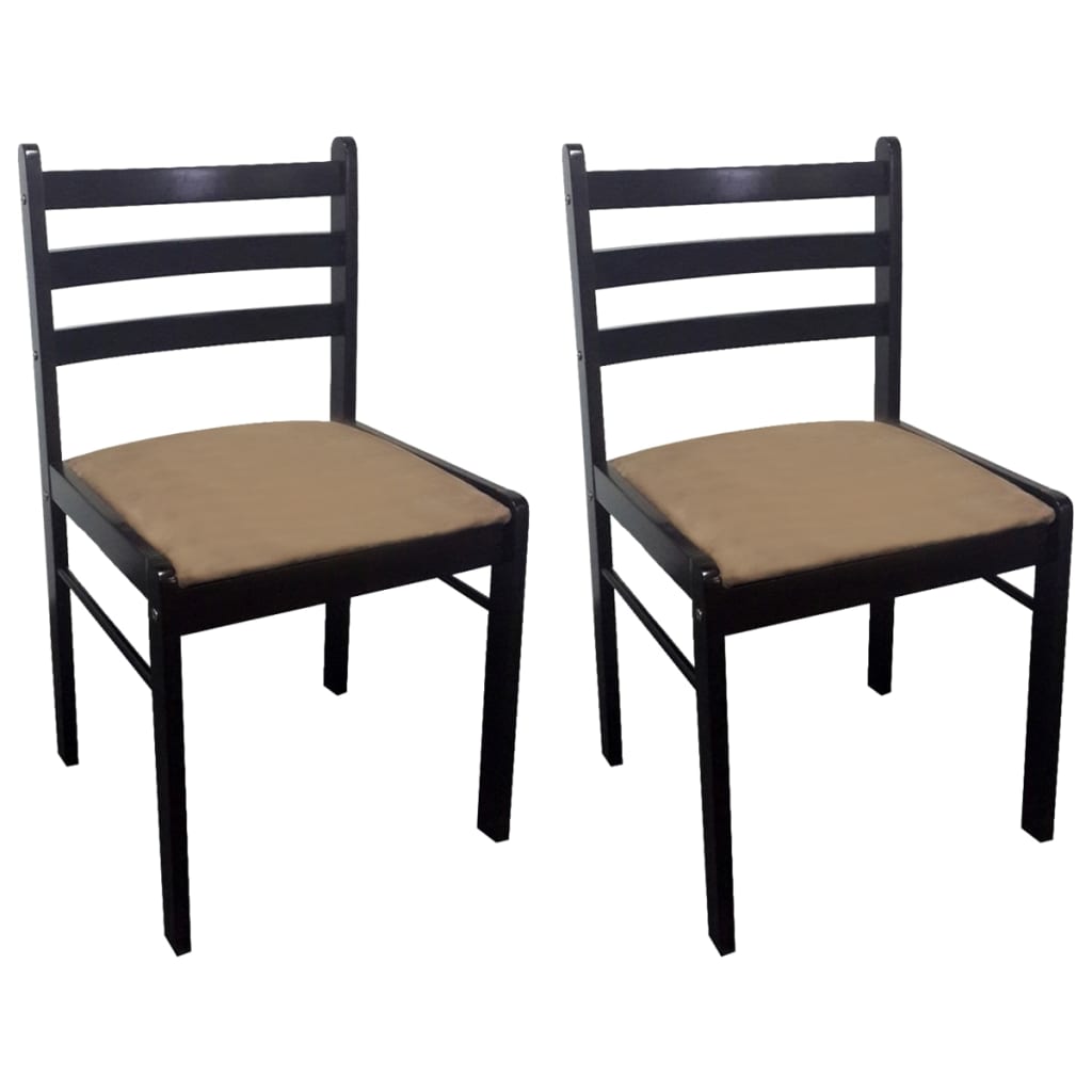 vidaXL Chaises à manger lot de 2 marron hévéa solide et velours