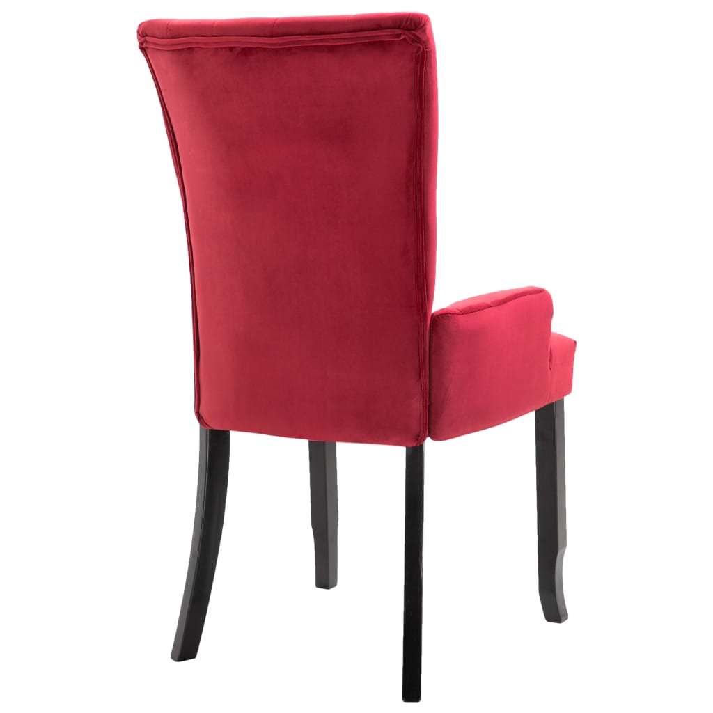 vidaXL Chaise de salle à manger avec accoudoirs Rouge Velours