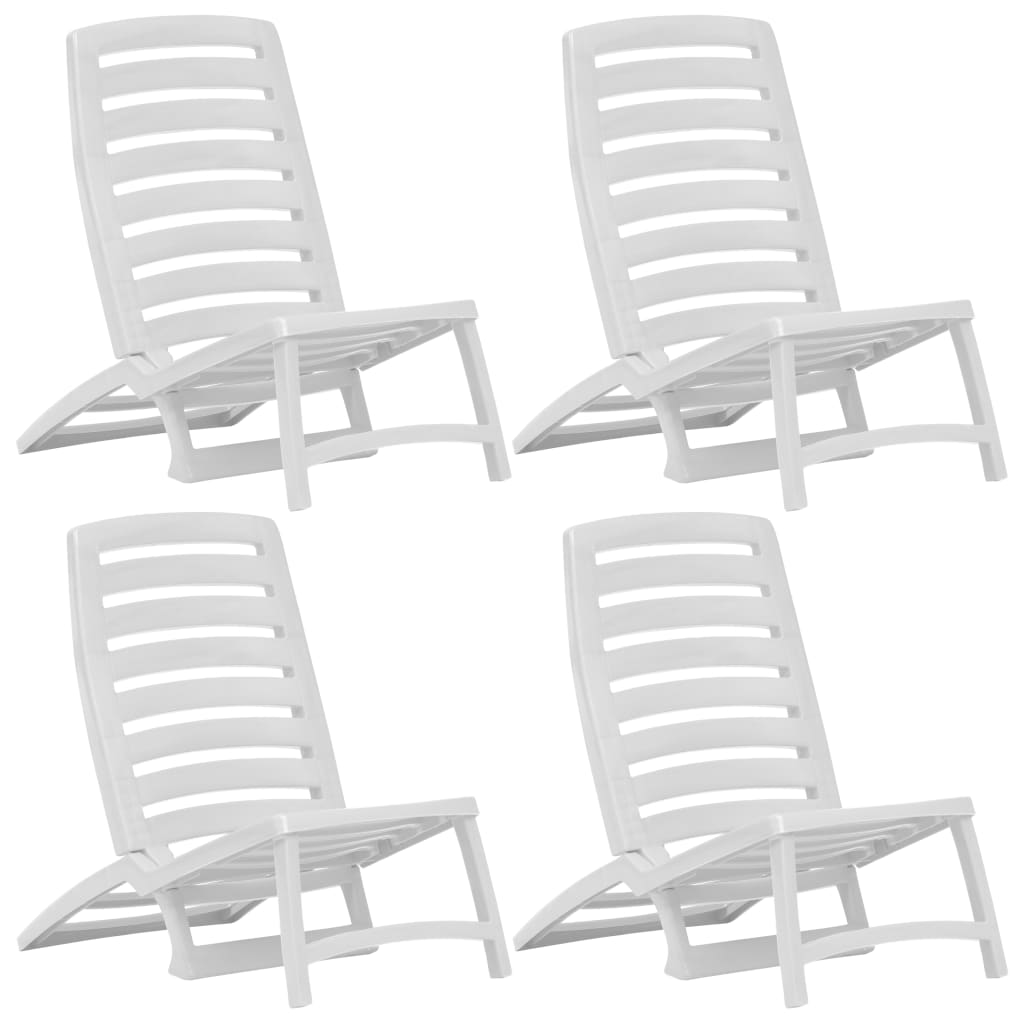 vidaXL Chaise de plage pliable pour enfants 4 pcs Plastique Blanc