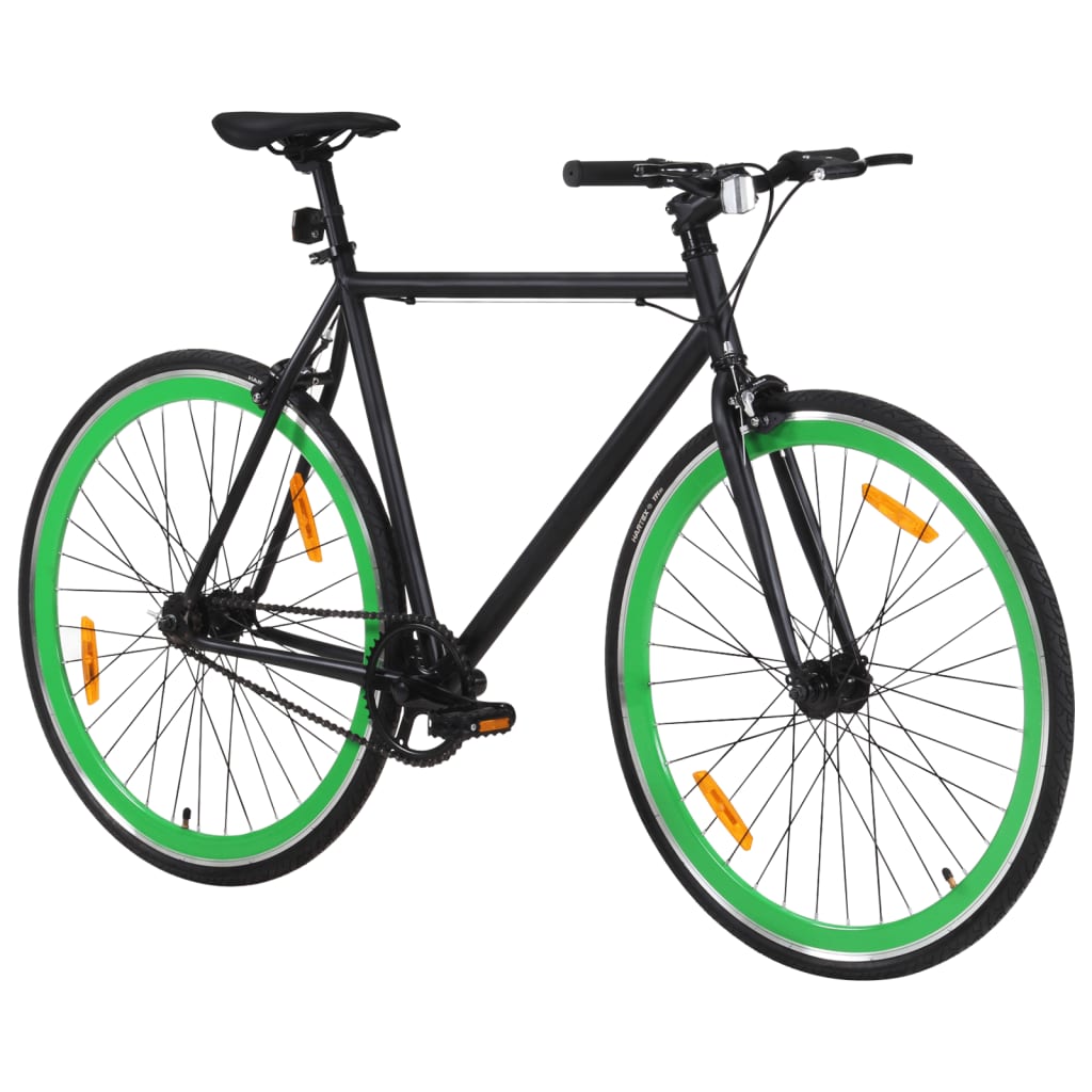 vidaXL Vélo à pignon fixe noir et vert 700c 51 cm