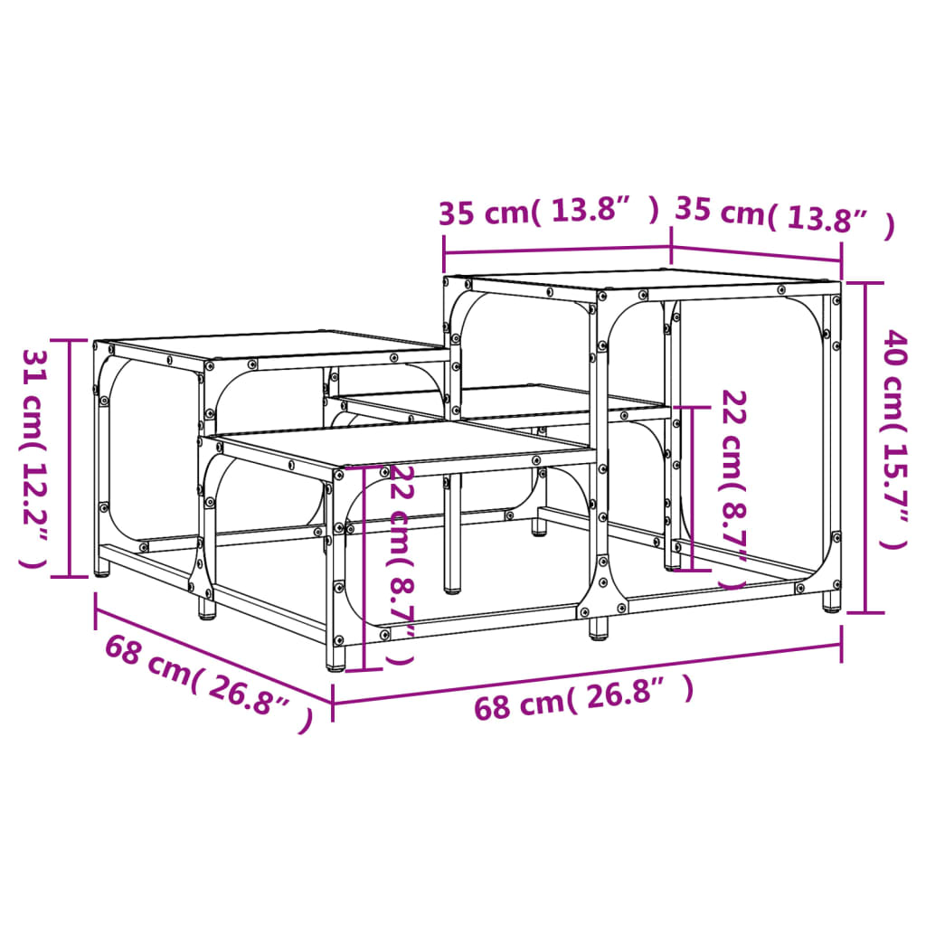 vidaXL Table basse chêne sonoma 68x68x40 cm bois d'ingénierie