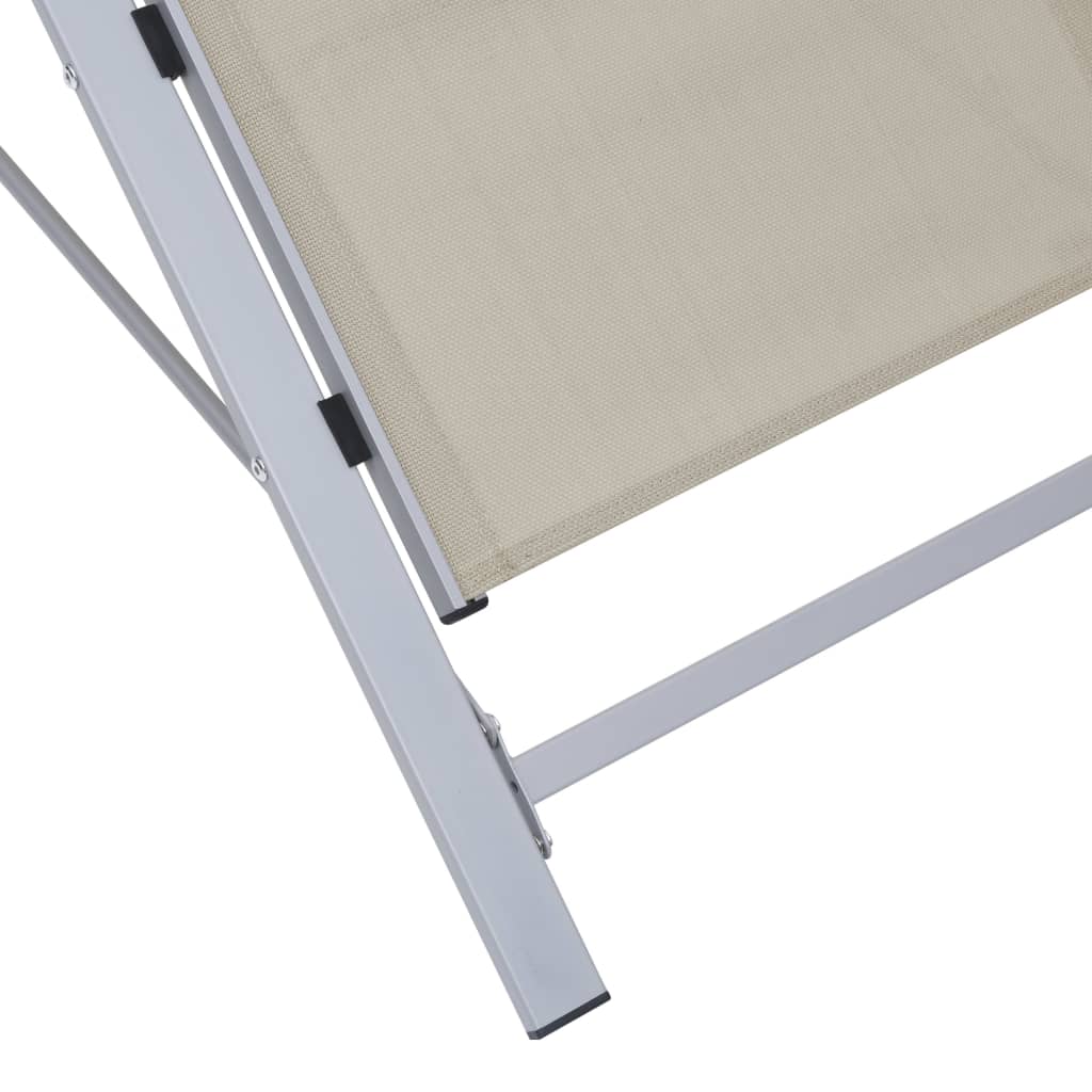 vidaXL Chaise longue textilène et aluminium crème