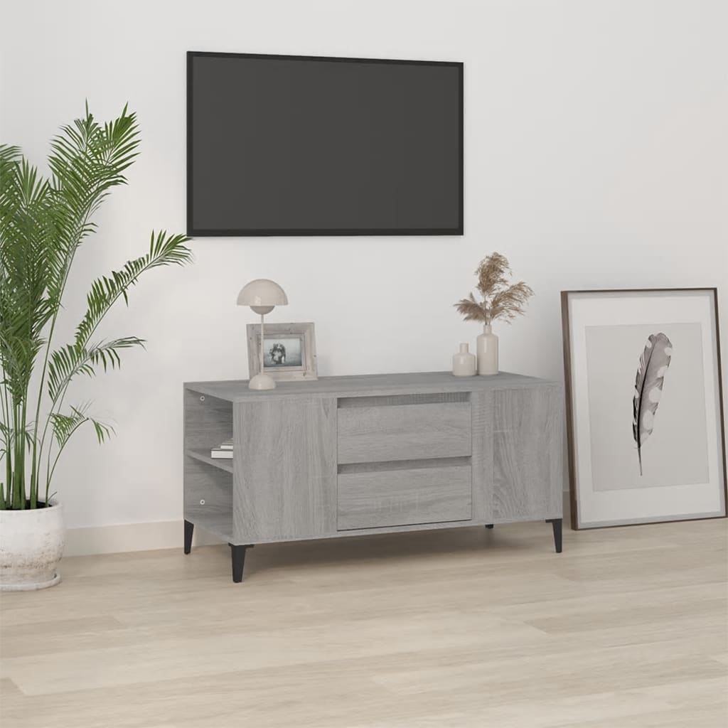 vidaXL Meuble TV Sonoma gris 102x44,5x50 cm Bois d'ingénierie