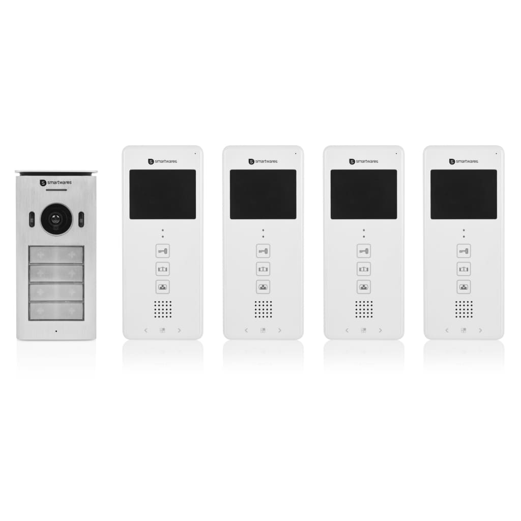 Smartwares Système d'interphone vidéo 4 appartements 20,5x8,6x2,1 cm