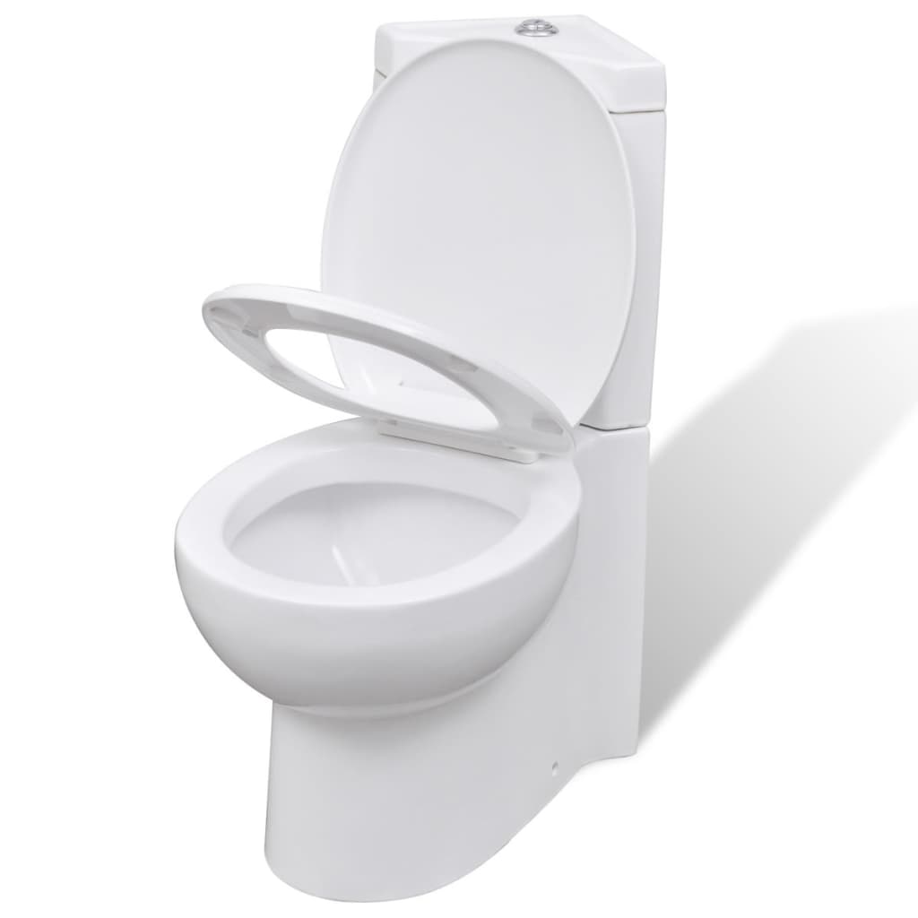 vidaXL Toilette d'angle en céramique pour salle de bains blanc