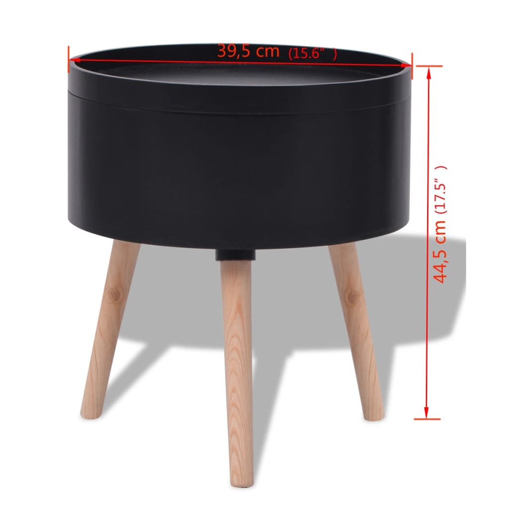 vidaXL Table auxiliaire avec plateau rond 39,5 x 44,5 cm Noir
