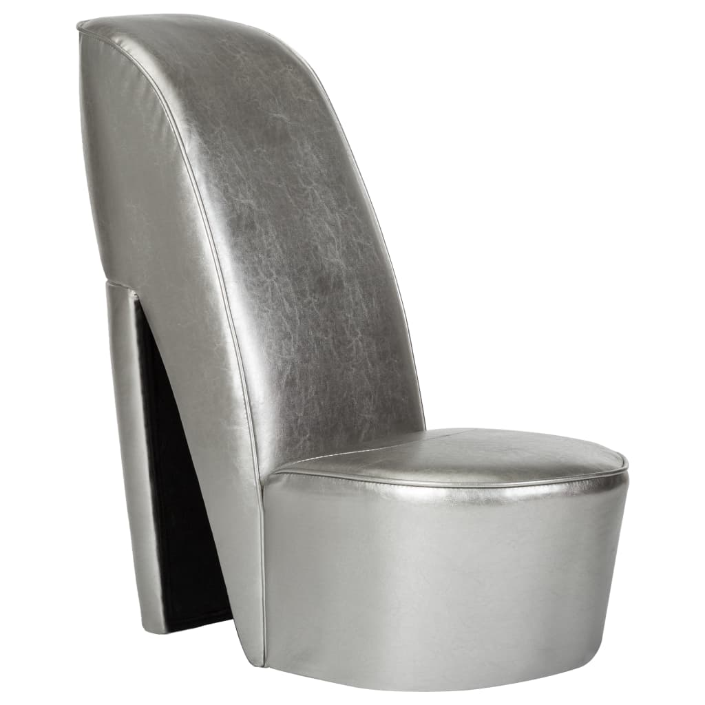 vidaXL Chaise en forme de chaussure à talon haut Argenté Similicuir