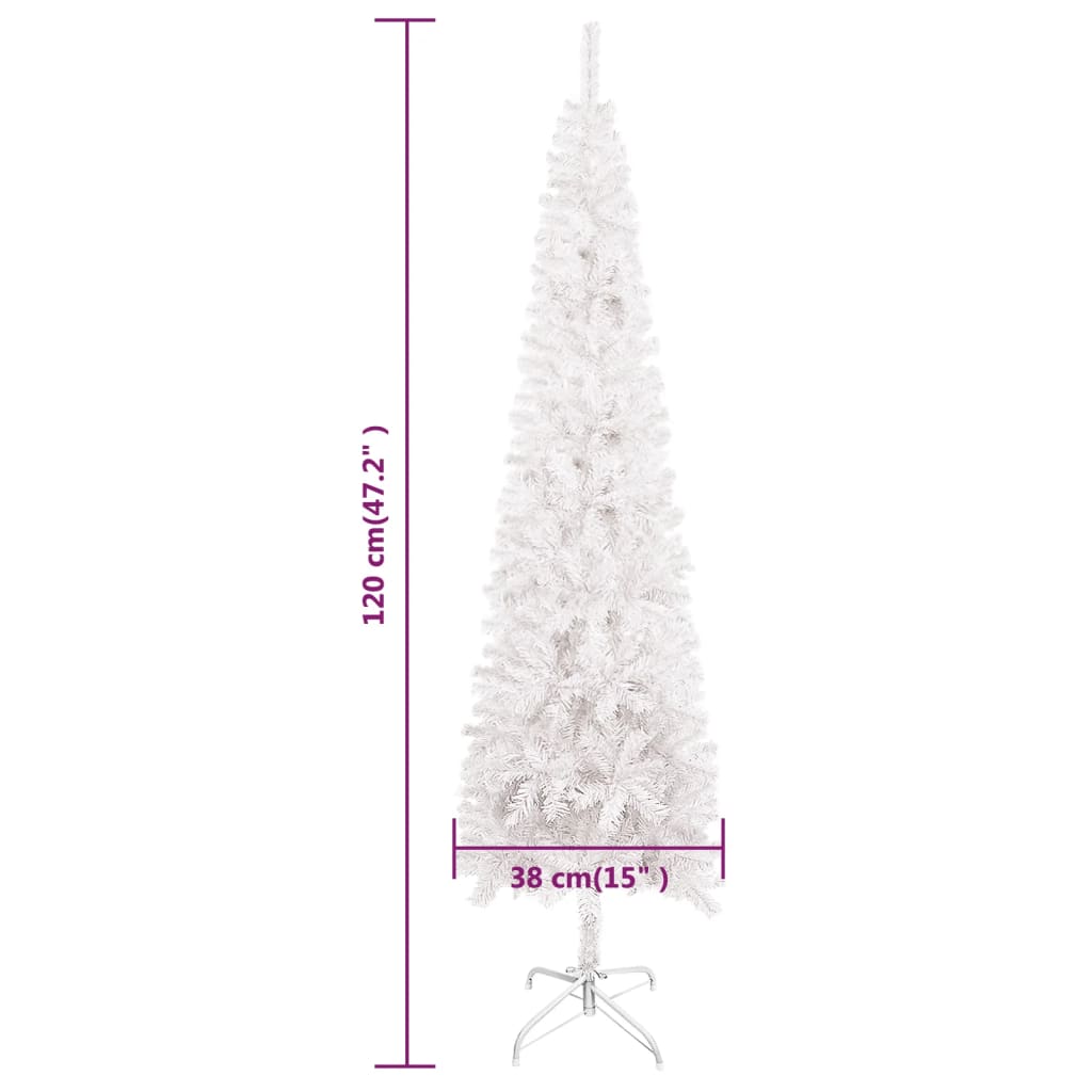 vidaXL Sapin de Noël étroit Blanc 120 cm