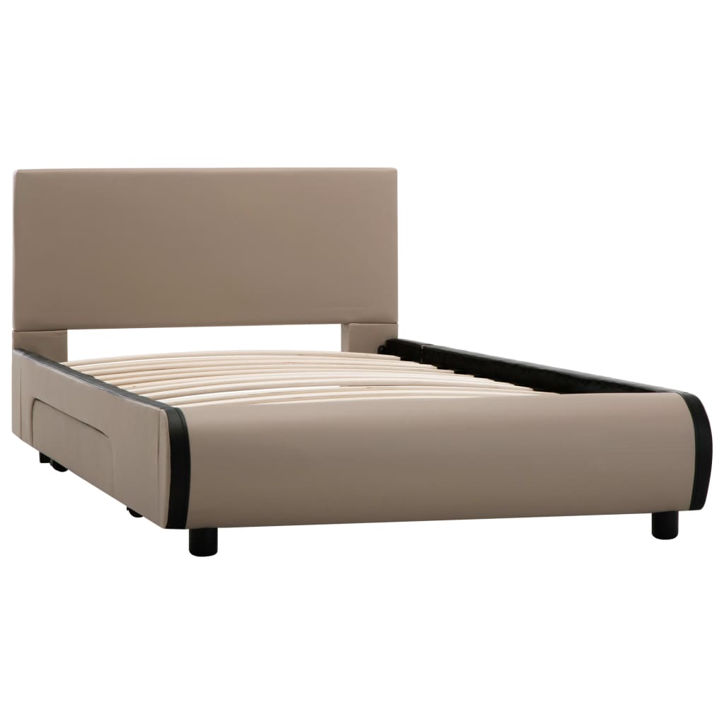 vidaXL Cadre de lit avec tiroirs Cappuccino Similicuir 90 x 200 cm