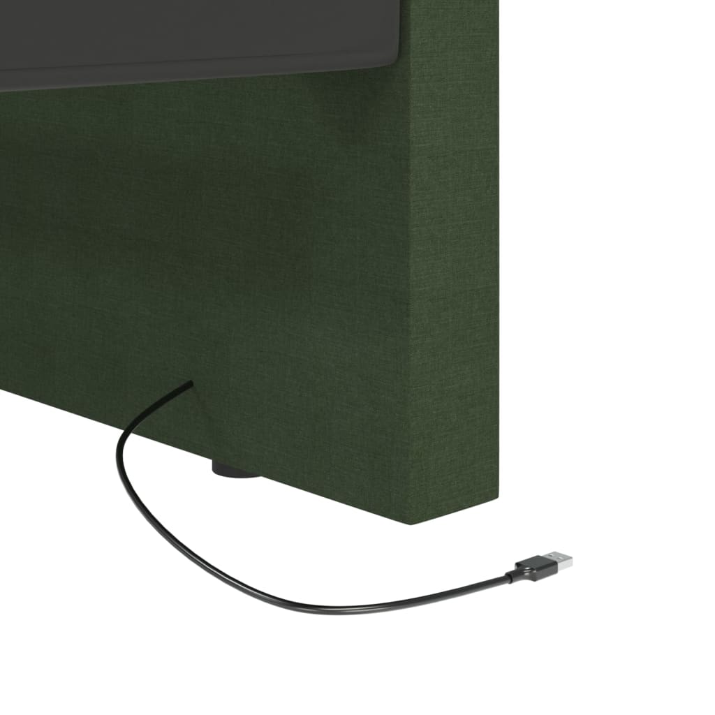 vidaXL Lit avec matelas et éclairage USB Vert foncé Tissu 90x200 cm