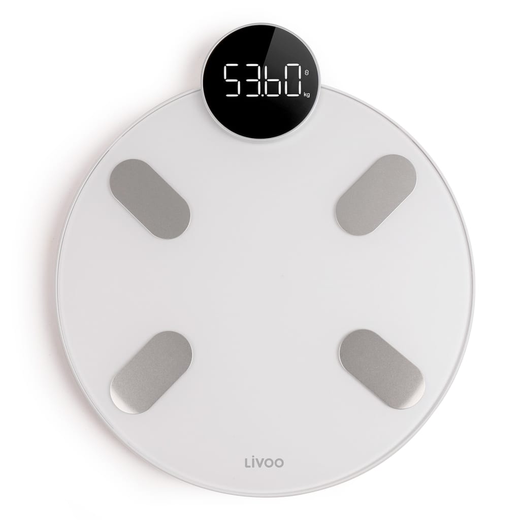 Livoo Pèse-personne numérique à Bluetooth intelligent Blanc