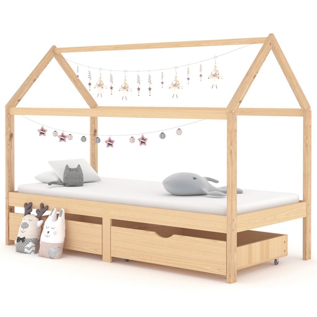 vidaXL Cadre de lit d'enfant avec tiroirs Bois de pin massif 90x200 cm