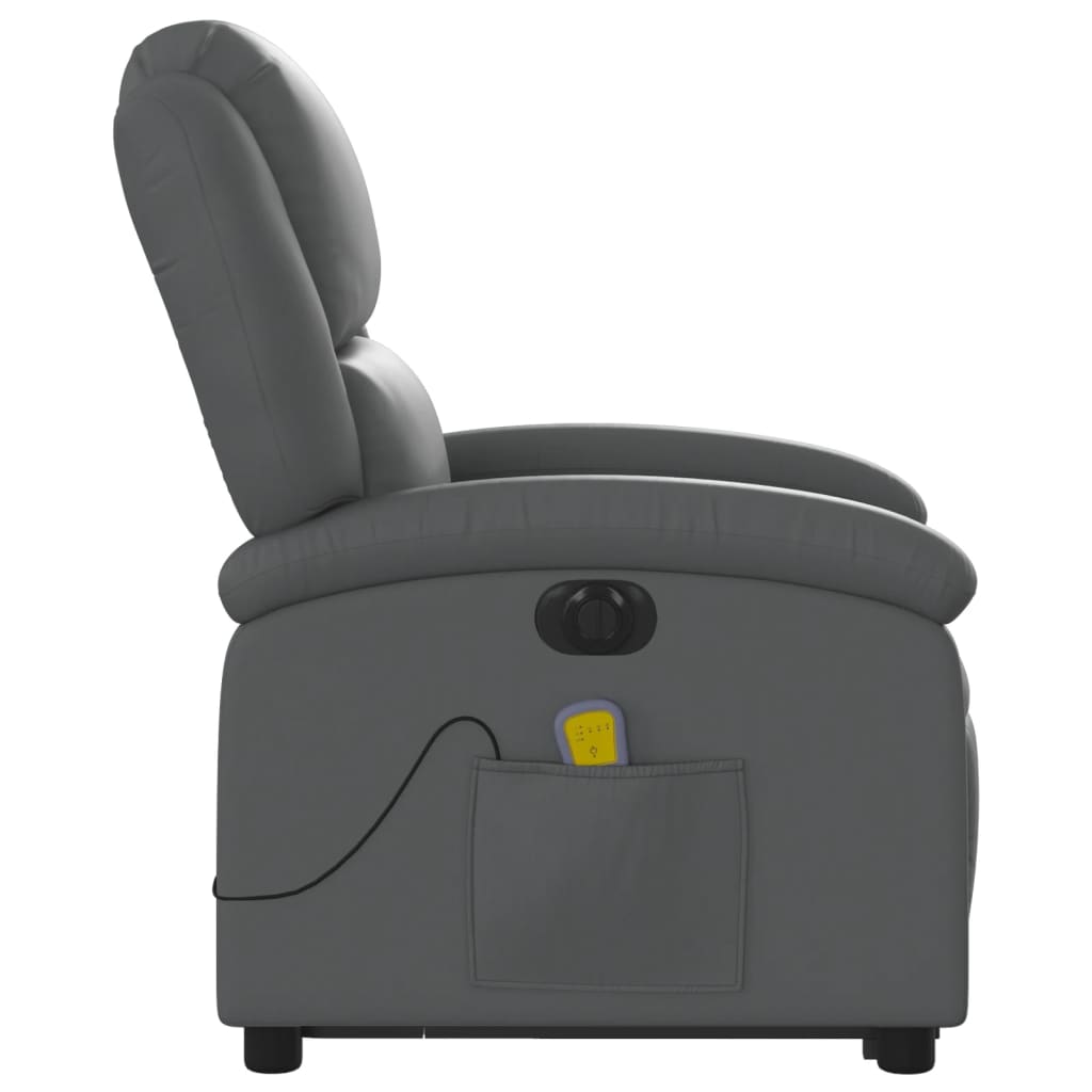 vidaXL Fauteuil inclinable de massage électrique gris similicuir