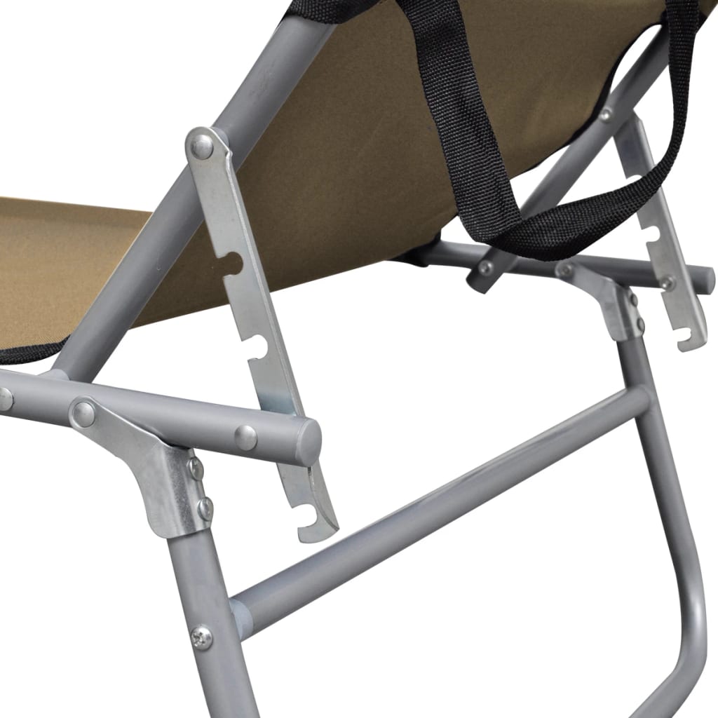vidaXL Chaise longue pliable avec auvent Taupe Aluminium