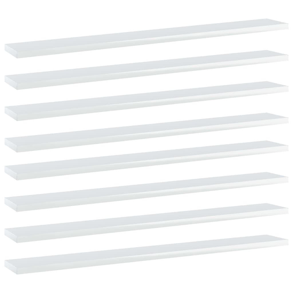 vidaXL Panneaux bibliothèque 8pcs Blanc brillant 80x10x1,5cm Aggloméré