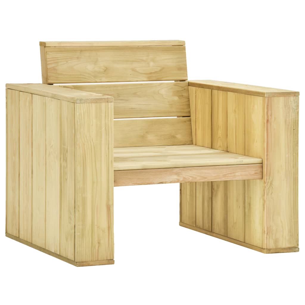 vidaXL Chaise de jardin avec coussins vert Bois de pin imprégné