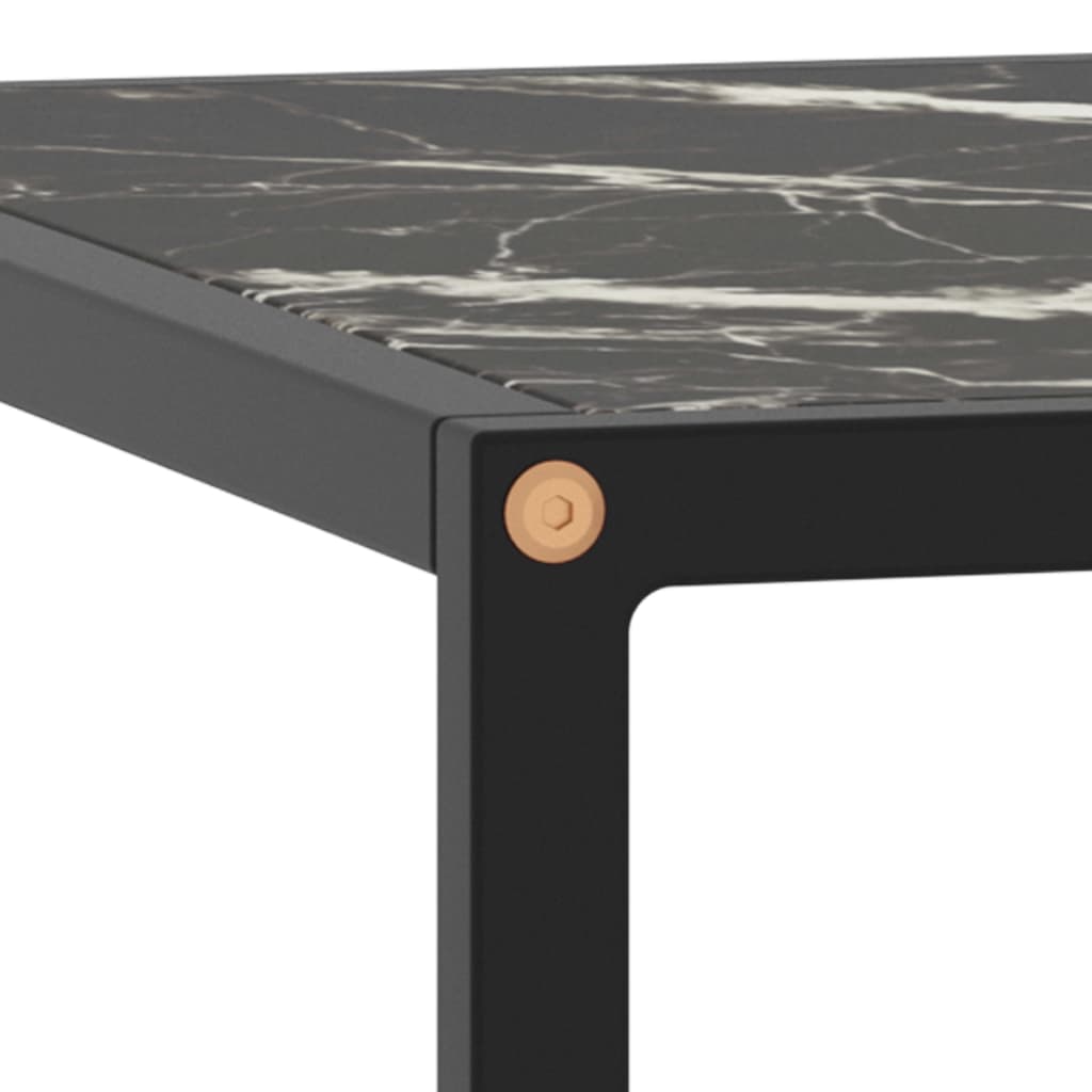 vidaXL Table basse Noir avec verre marbre noir 80x80x35 cm