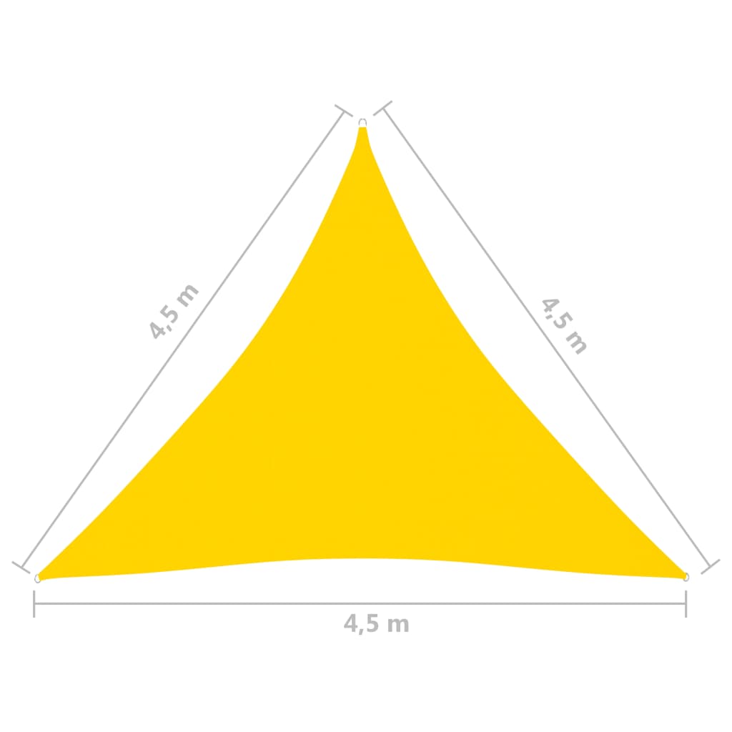 vidaXL Voile de parasol Tissu Oxford triangulaire 4,5x4,5x4,5 m Jaune