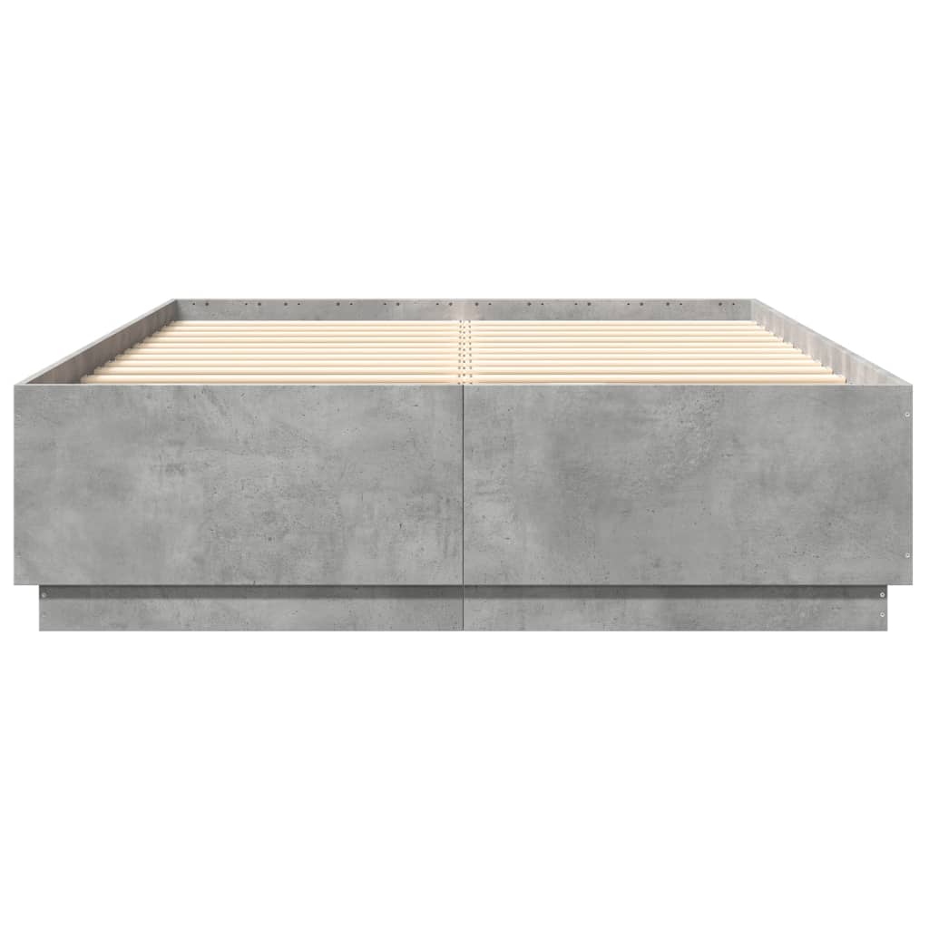 vidaXL Cadre de lit gris béton 140x200 cm bois d'ingénierie