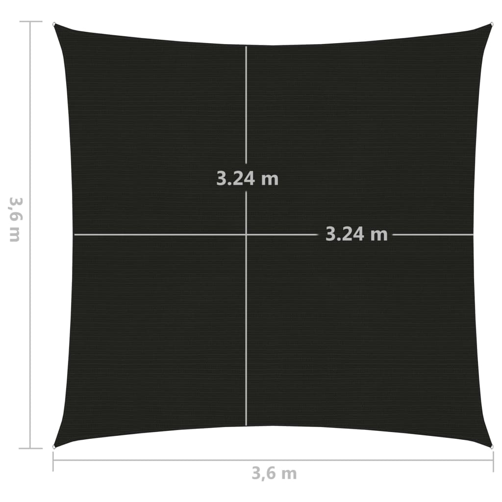 vidaXL Voile d'ombrage 160 g/m² Noir 3,6x3,6 m PEHD