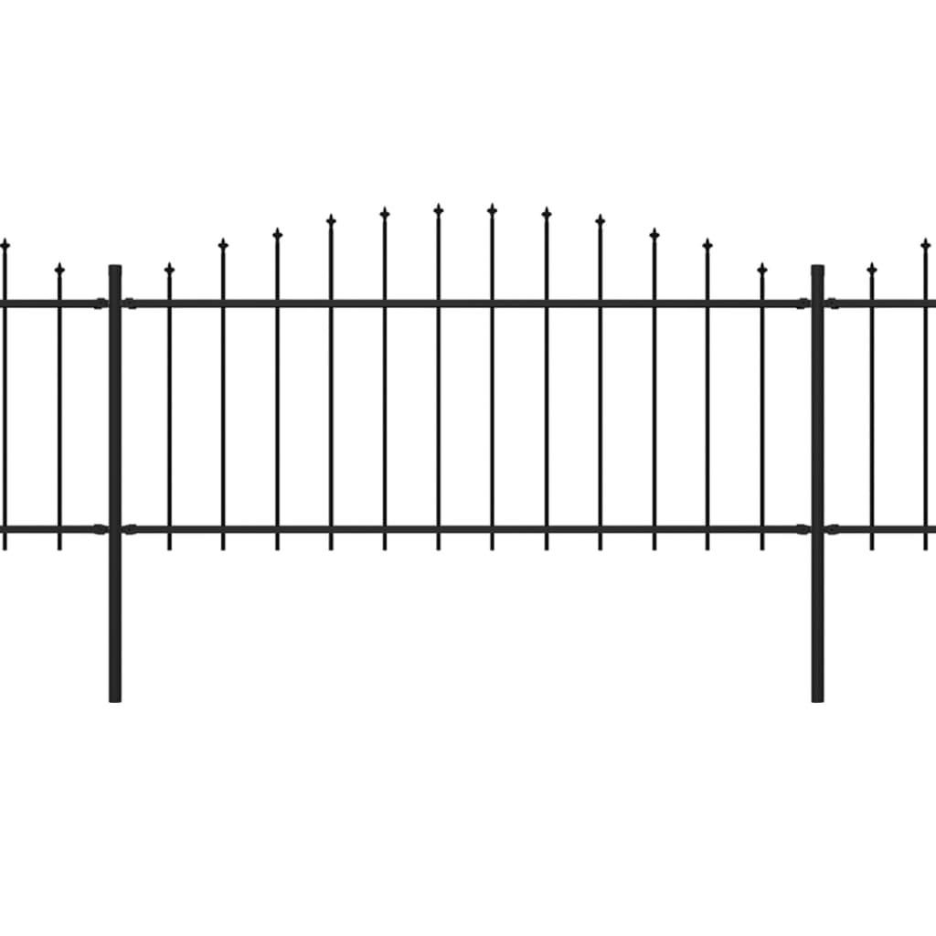 vidaXL Clôture de jardin à dessus en lance Acier (0,5-0,75)x13,6m Noir