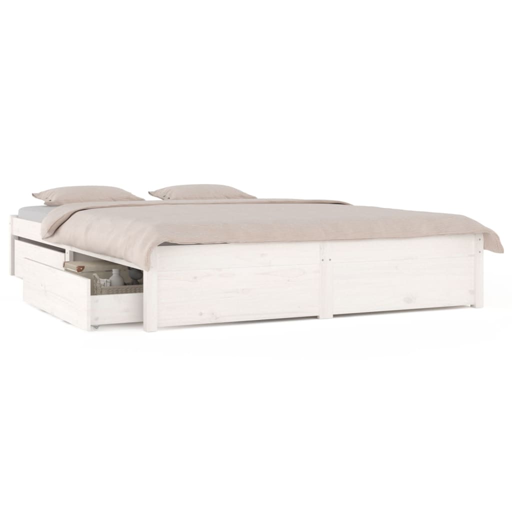 vidaXL Cadre de lit avec tiroirs Blanc 120x190 cm Petit double