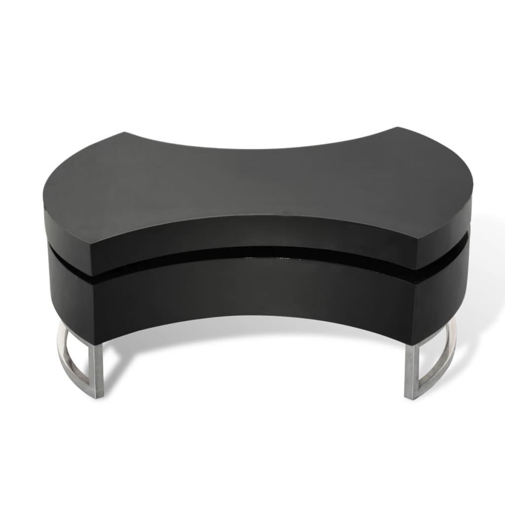 vidaXL Table basse à forme réglable Haute brillance Noir