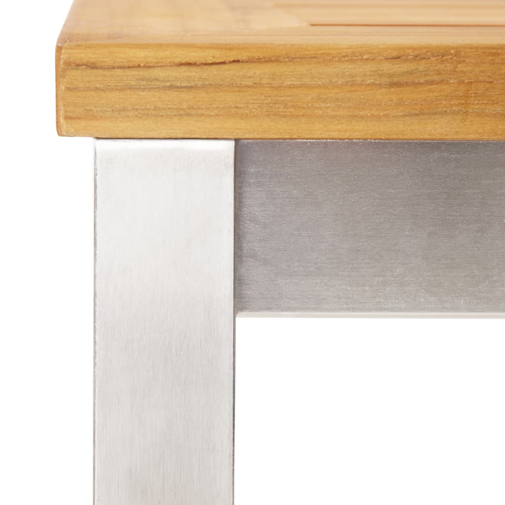 vidaXL Table de bar 160x60x105 cm Bois de teck solide et inox