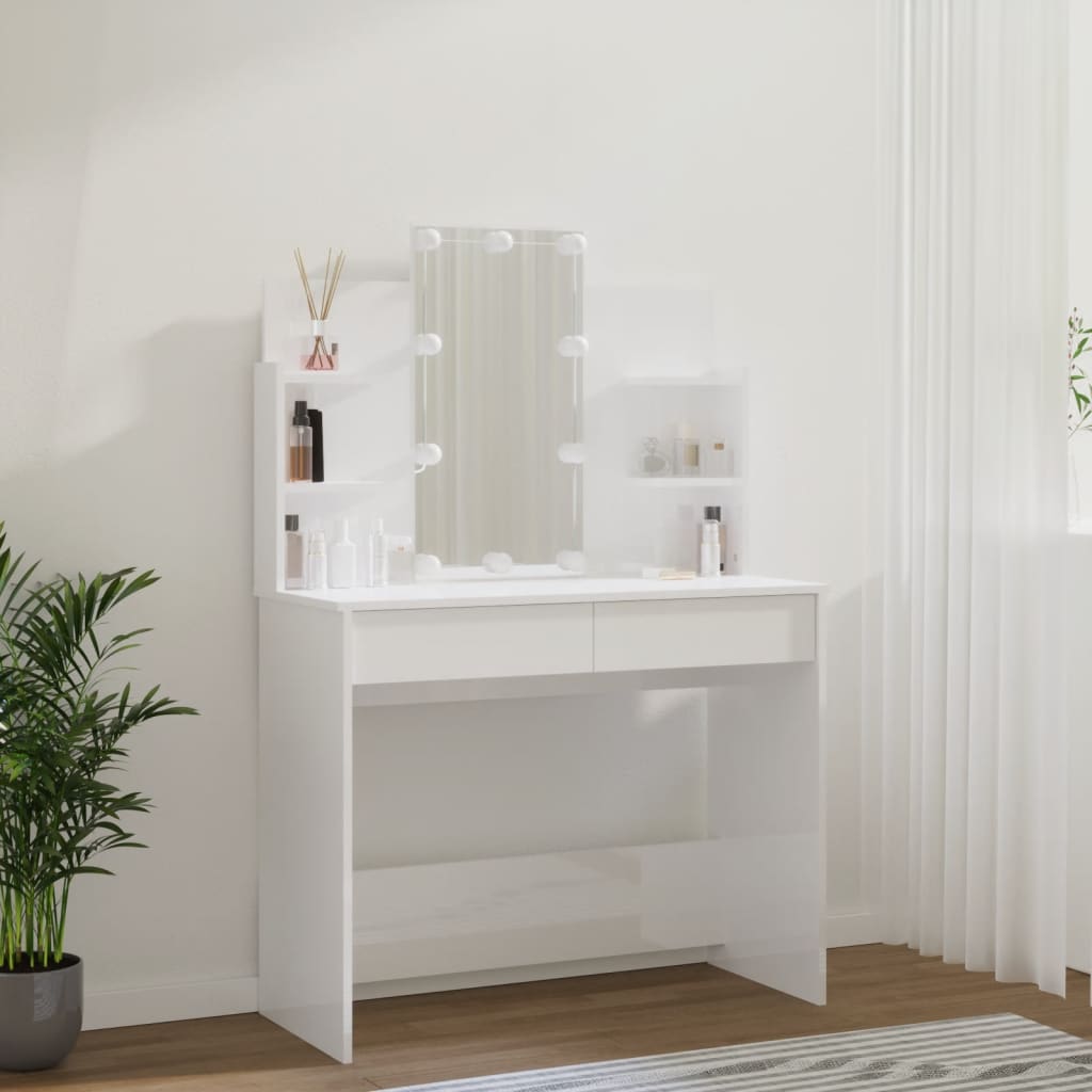 YOSOO Coiffeuse avec lumières LED chêne fumé 96x40x142 cm 117221
