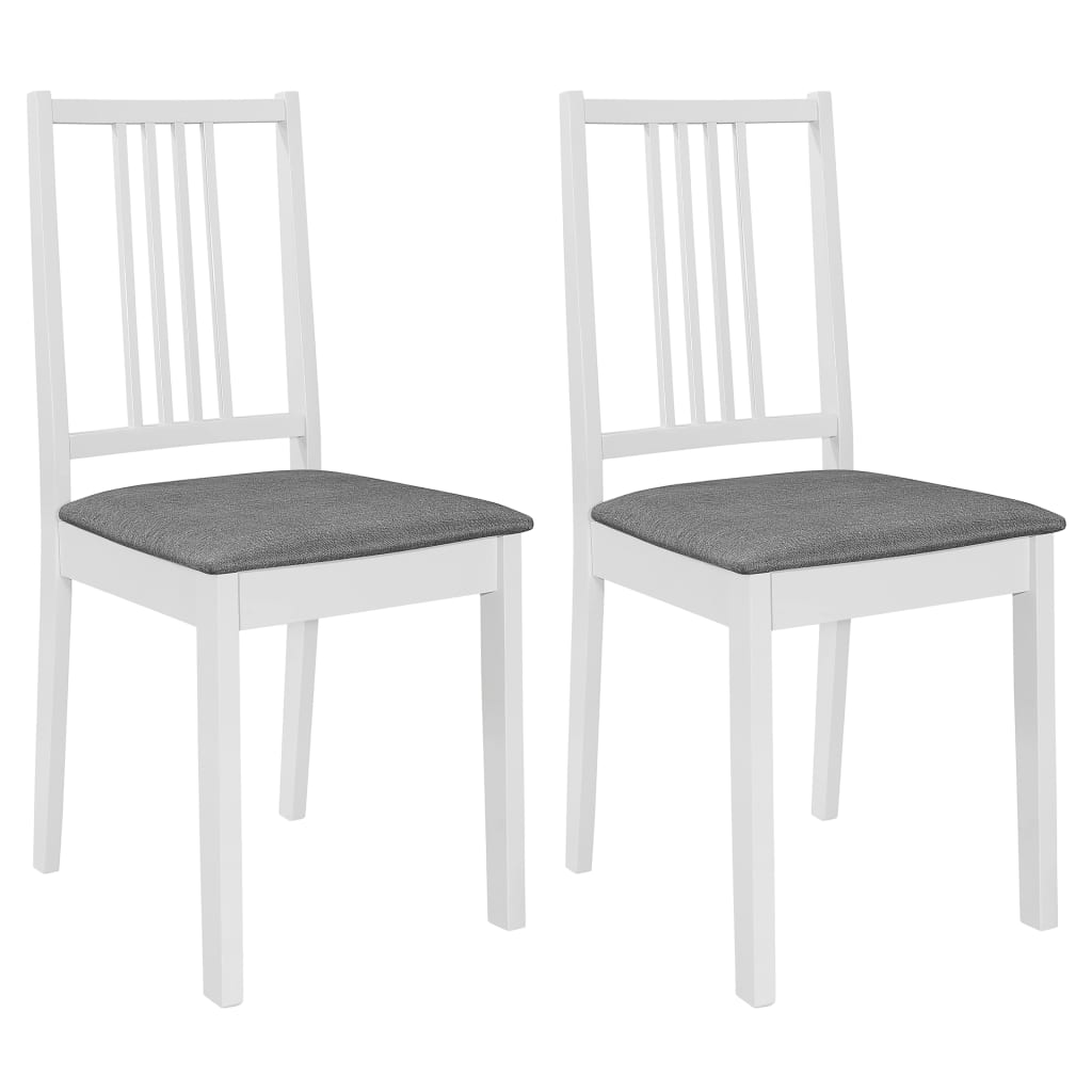 vidaXL Chaises à manger avec coussins lot de 2 blanc bois solide