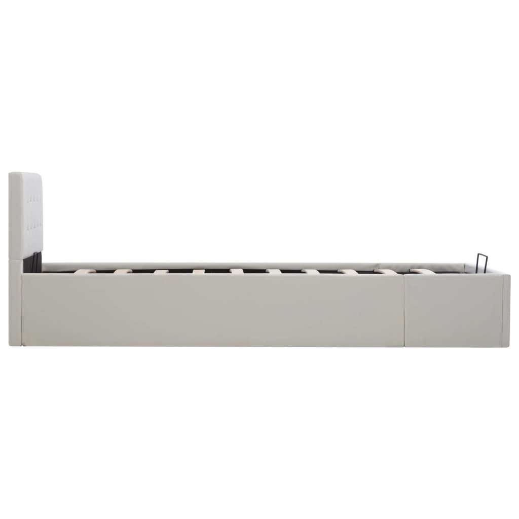 vidaXL Cadre de lit à rangement hydraulique Blanc Similicuir 100x200cm