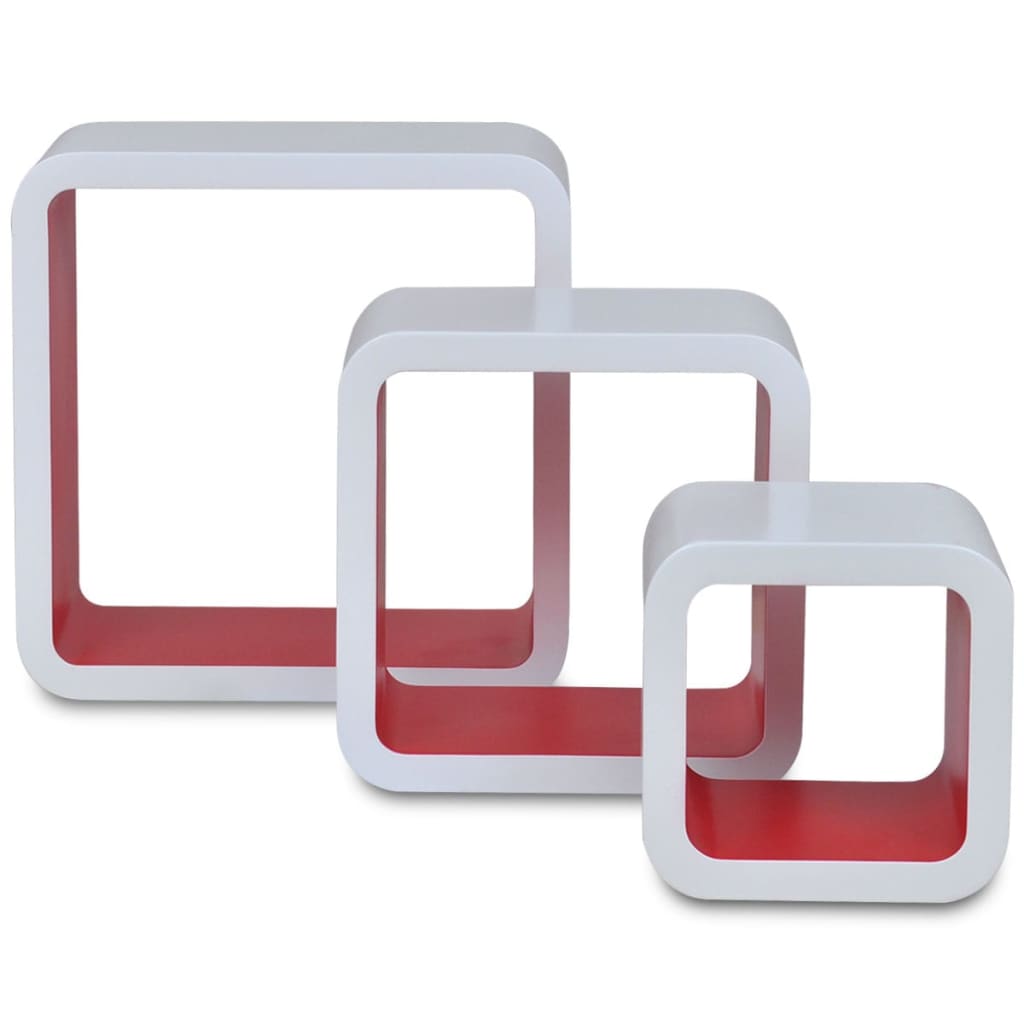 vidaXL Étagères murales Forme de cube 6 pcs Blanc et rouge | vidaXL.fr