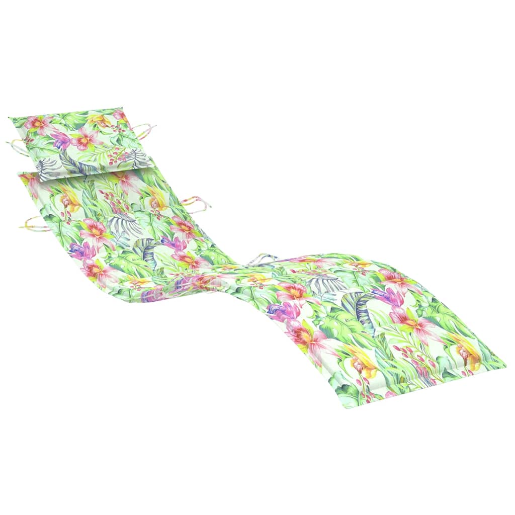 vidaXL Coussin de chaise longue à motif de feuilles 186x58x3 cm
