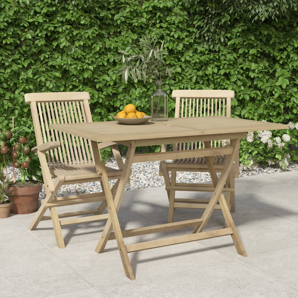 vidaXL Table de jardin pliante gris 120x70x75 cm bois de teck solide