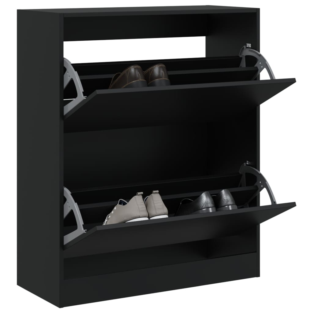 vidaXL Armoire à chaussures noir 80x34x96,5 cm bois d'ingénierie