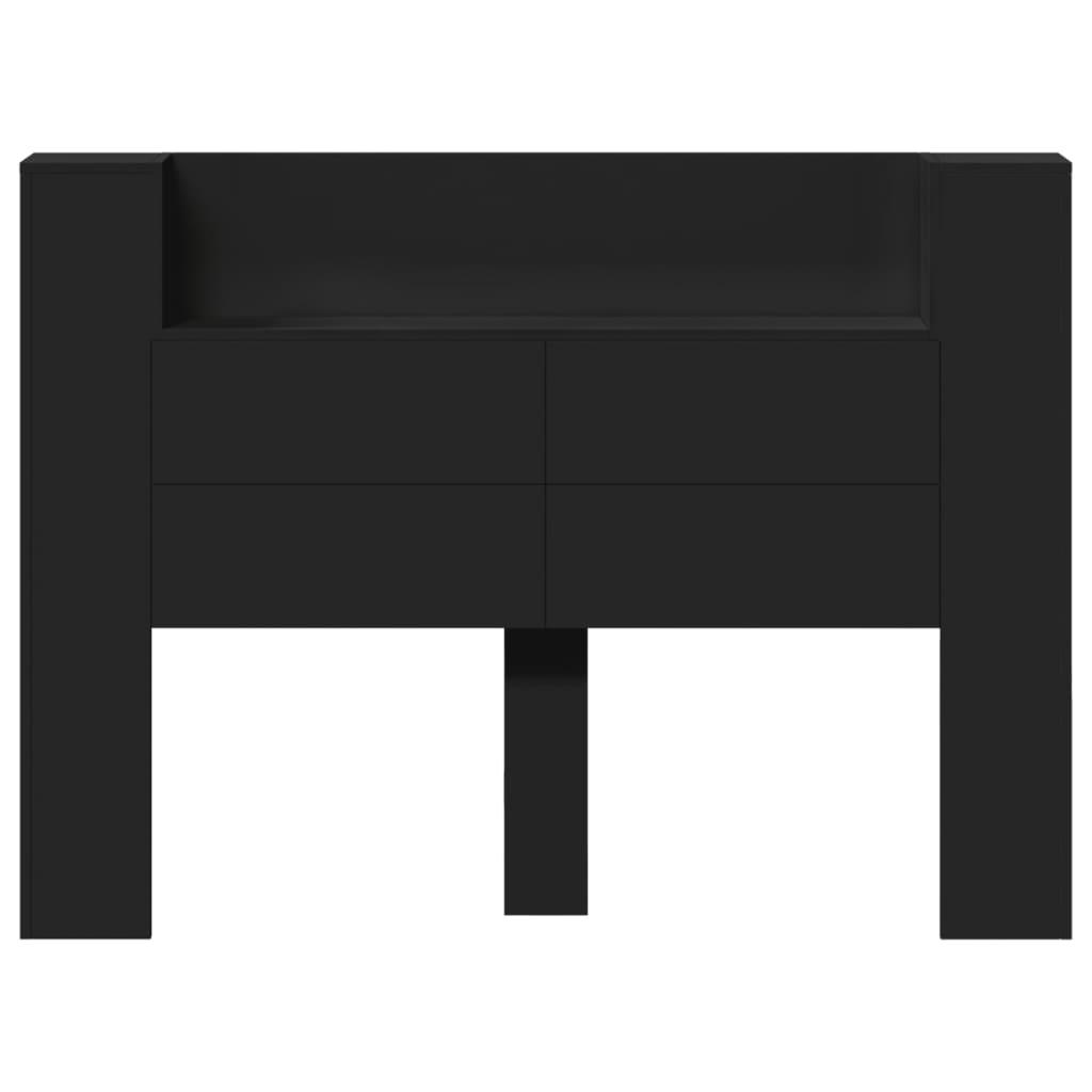 vidaXL Armoire tête de lit avec LED noir 140x16,5x103,5 cm