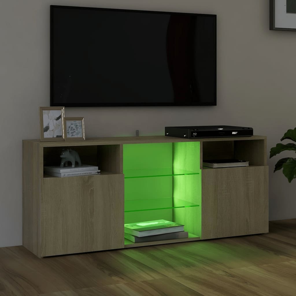vidaXL Meuble TV avec lumières LED chêne sonoma 120x30x50 cm