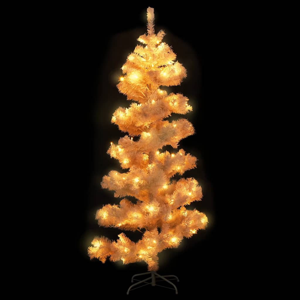 vidaXL Arbre de Noël hélicoïdal pré-éclairé et support blanc 150cm PVC