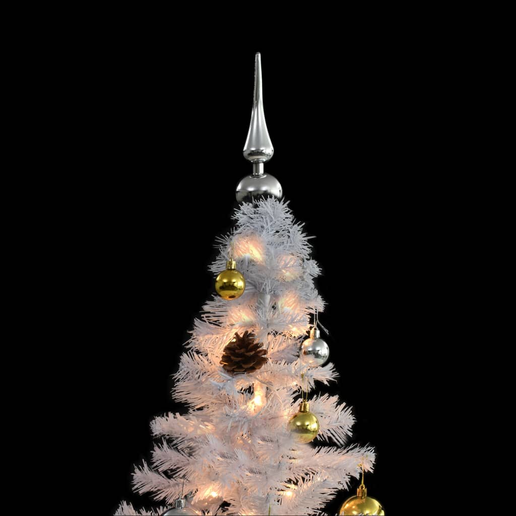 vidaXL Arbre de Noël artificiel pré-éclairé avec boules blanc 180 cm