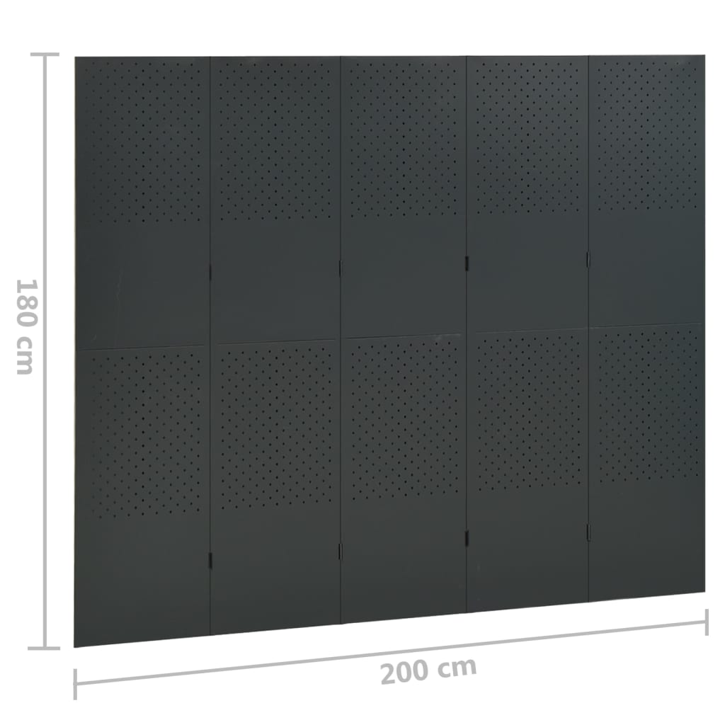 vidaXL Cloisons de séparation 5 panneaux 2 pcs Anthracite 200x180 cm