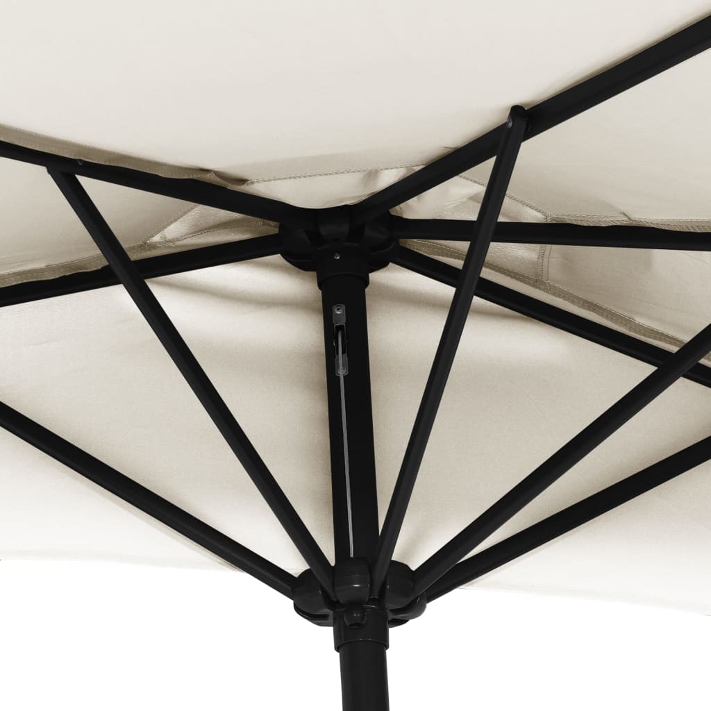 vidaXL Parasol de balcon avec mât en aluminium Sable 300x155 cm Demi