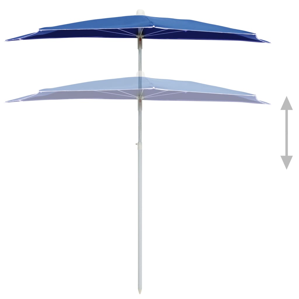 vidaXL Demi-parasol de jardin avec mât 180x90 cm Bleu azuré