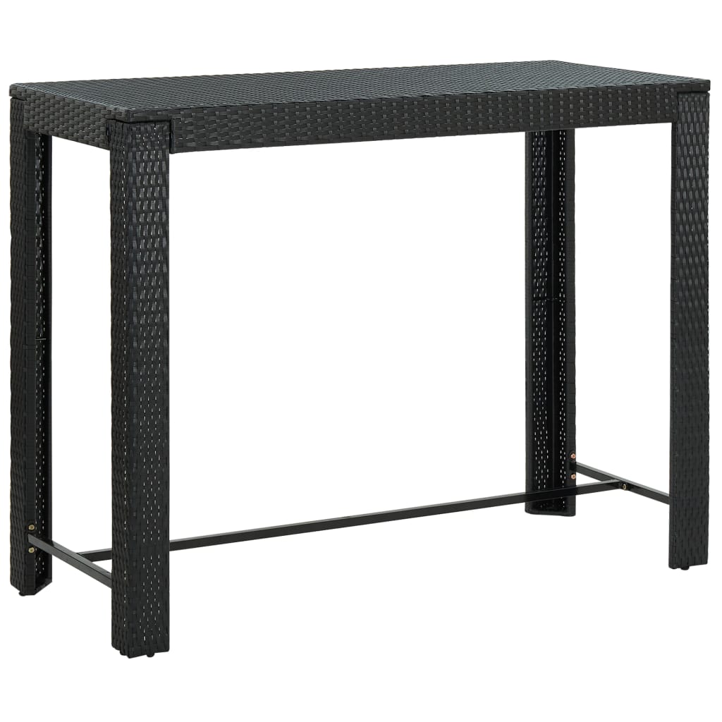 vidaXL Table de bar de jardin Noir 140,5x60,5x110,5 cm Résine tressée