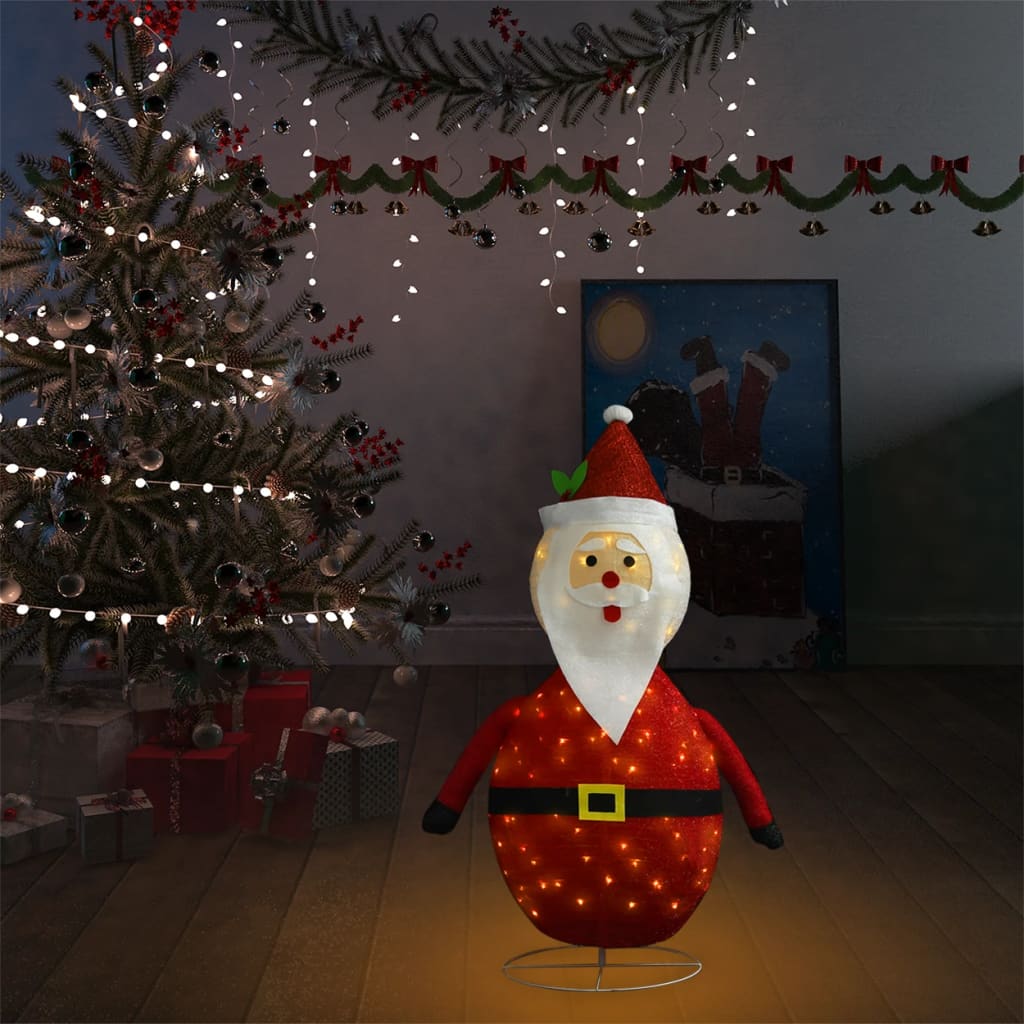 vidaXL Décoration de Noël Figurine Père Noël LED Tissu de luxe 90 cm