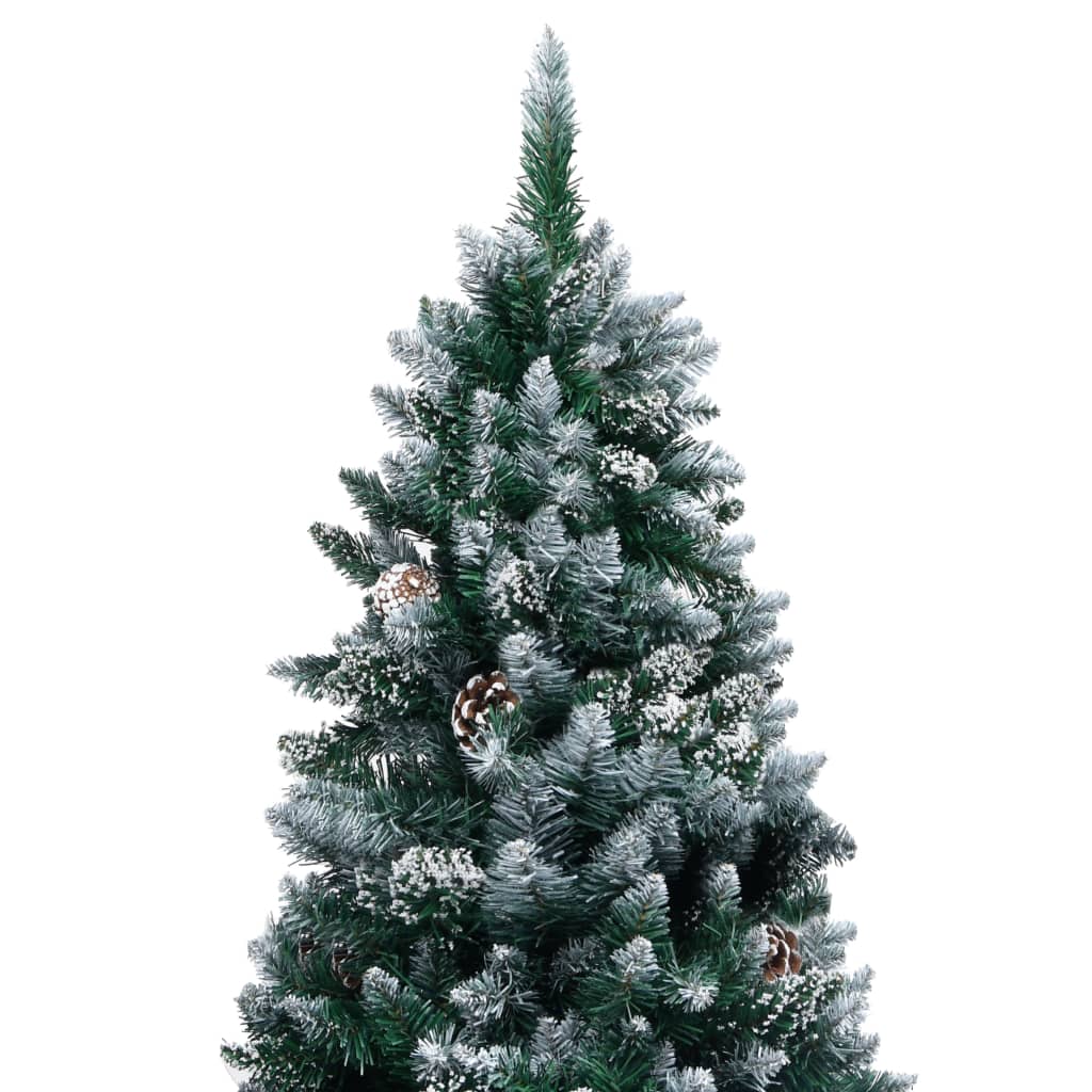vidaXL Sapin de Noël avec LED et pommes de pin et neige blanche 180 cm