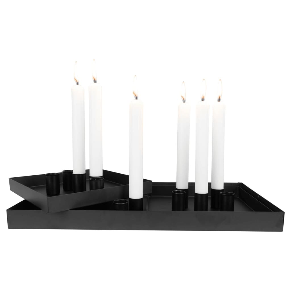 House Nordic Plateaux 3 pcs Helena avec porte-bougies Noir