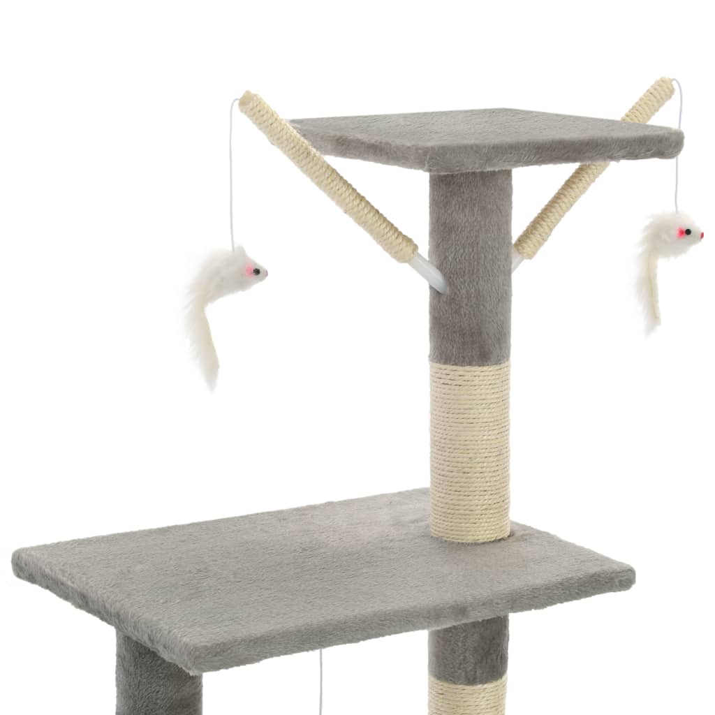 vidaXL Arbre à chat avec griffoirs en sisal 138 cm Gris